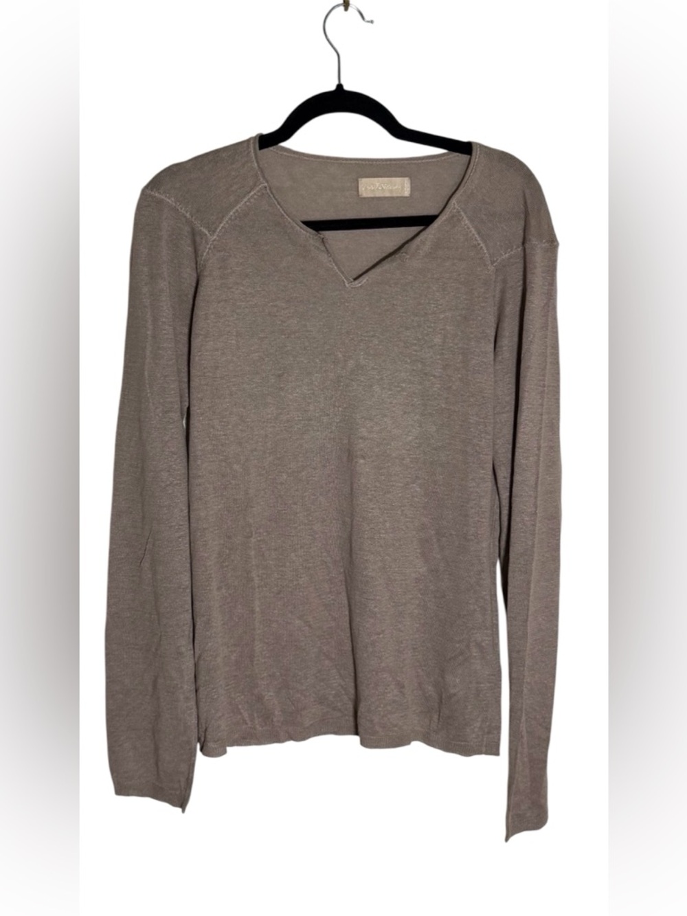 Zadig & Voltaire Linen Long Sleeve  V Neck Sweater Taupe
